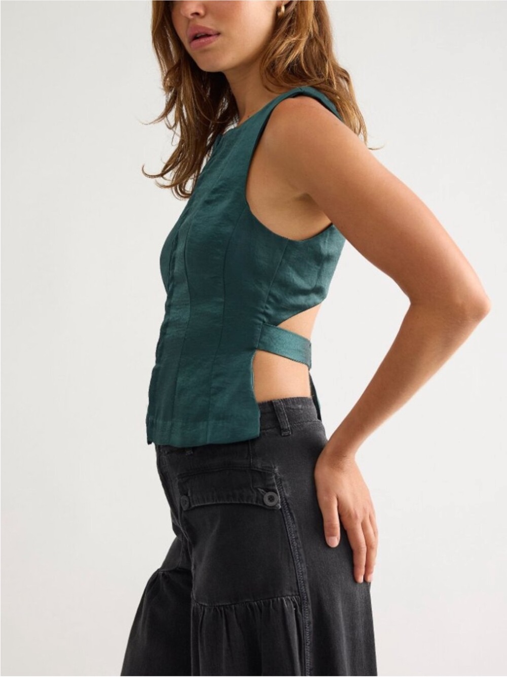 Free People Emerald Green Odessa Top - Picture 2 of 9